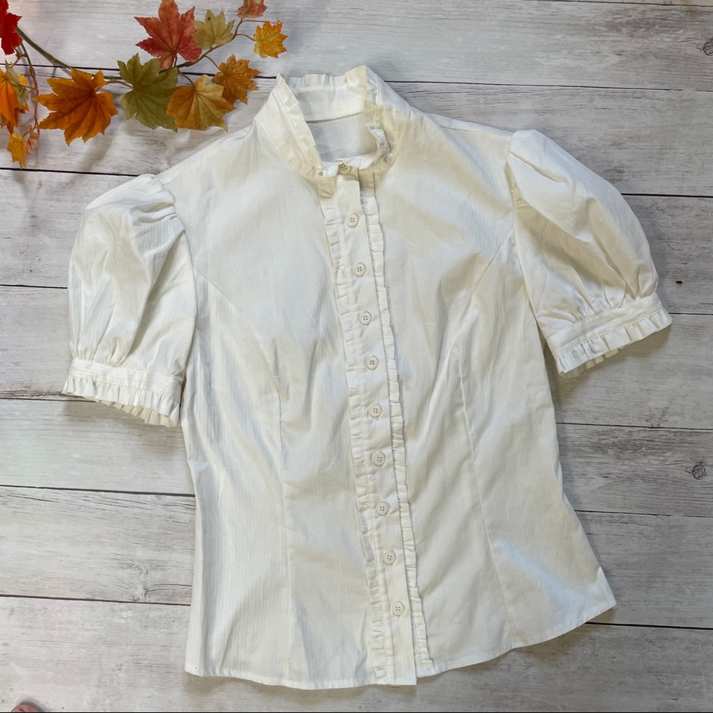 White high neck Victorian blouse, EGL, gothic Lolita, Steampunk
